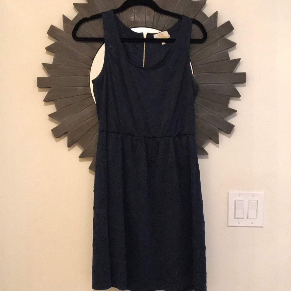 Textured Floral design Navy dress